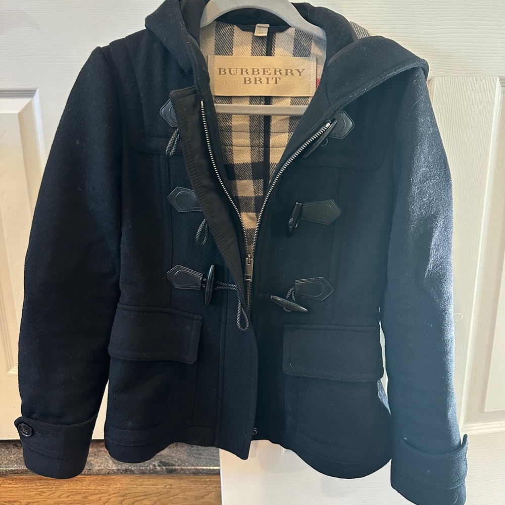 Burberry Brit Wool Duffle Coat – Black – Size 4